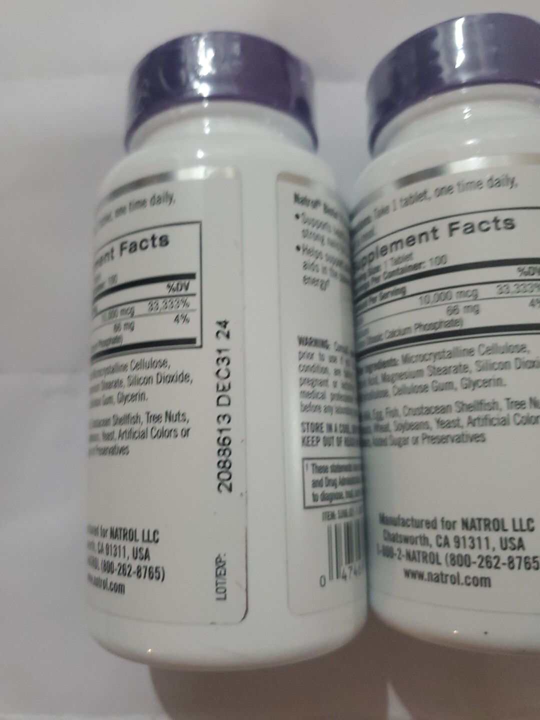 Natrol Biotin 10,000 mcg Max Strength Tablet – 100 Count Exp 12/24 [Lot Of 2]