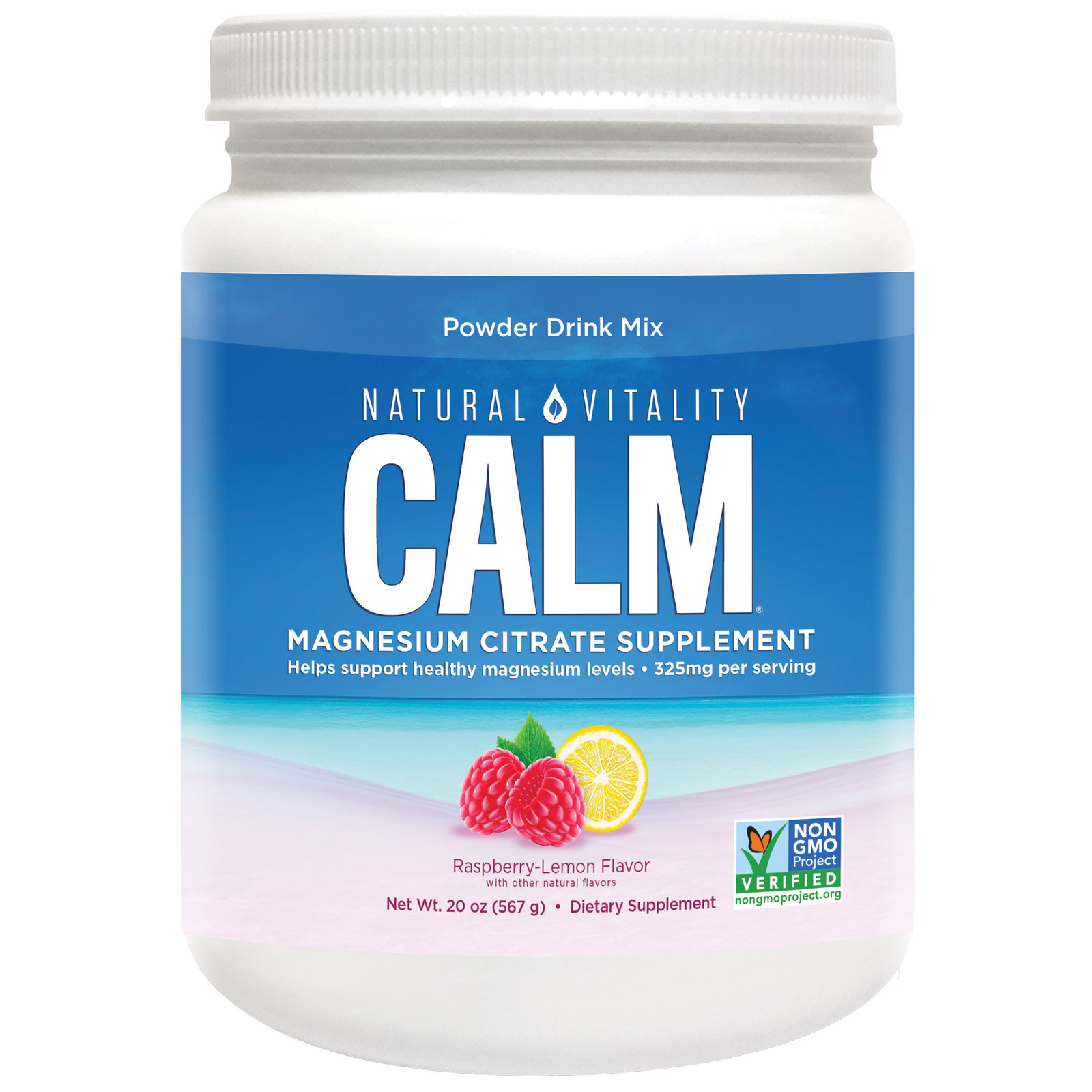 Natural Vitality Calm Magnesium Citrate Powder, Raspberry Lemon, 20 Ounces NEW