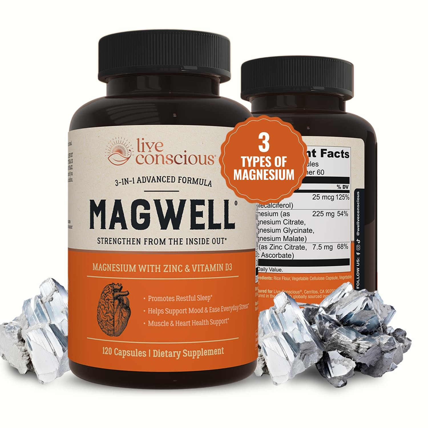 Magwell Magnesium Zinc & Vitamin D3 – Magnesium Glycinate, Malate, & Citrate …