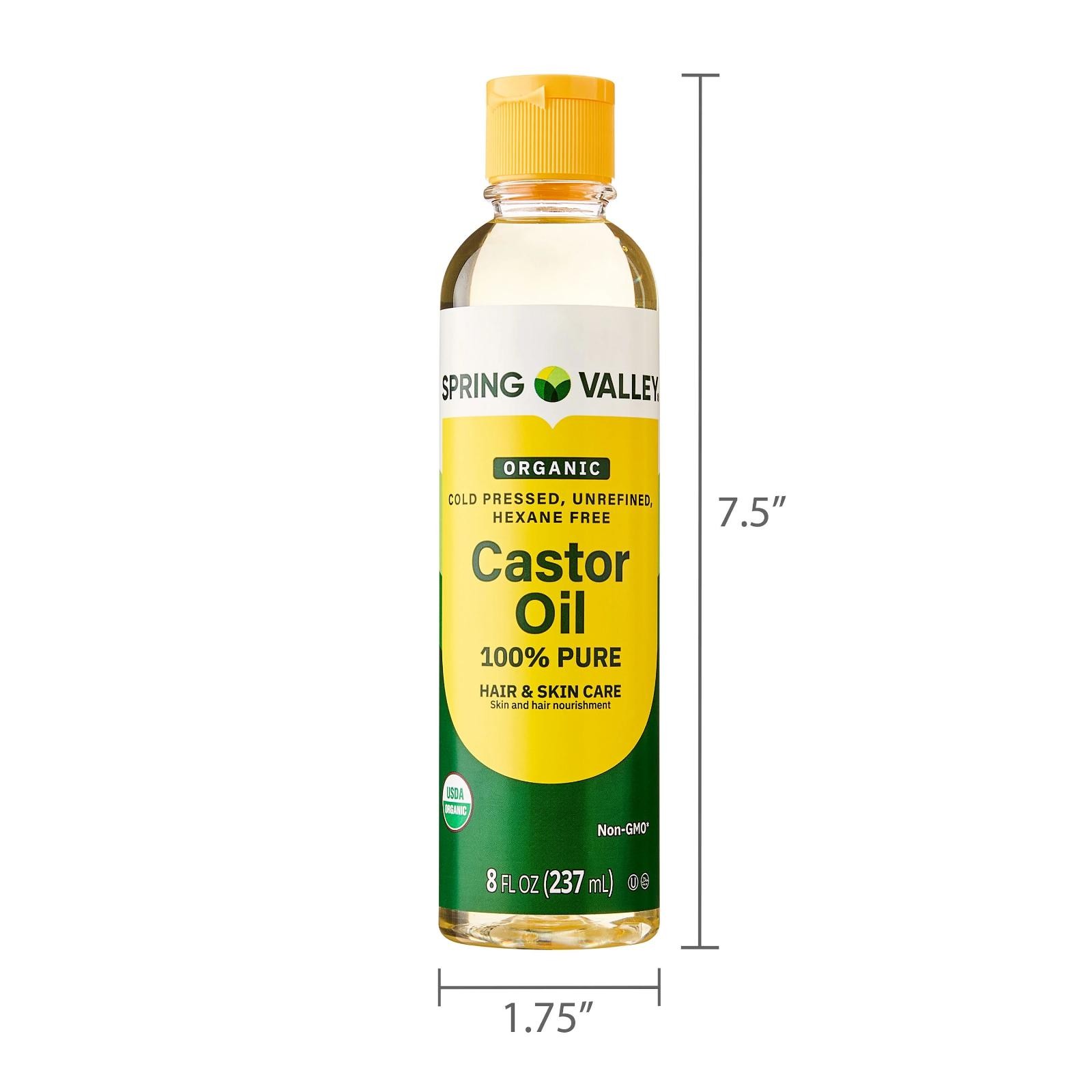 Spring Valley Castor Oil Cold Pressed Unrefined Hexane Free Organic, 8 Fl Oz