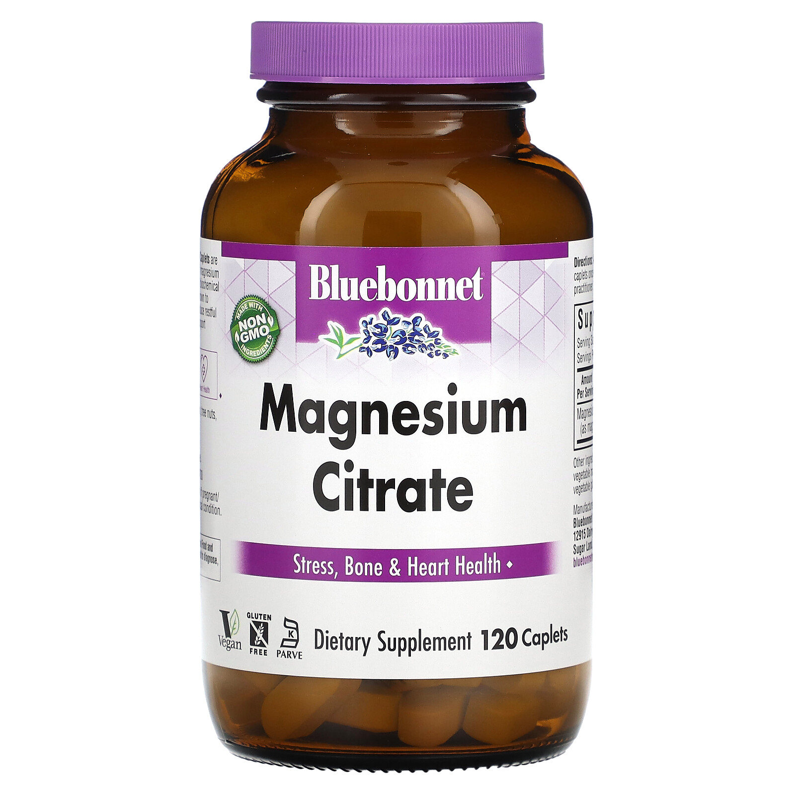 Bluebonnet Nutrition Magnesium Citrate 120 Caplets Egg-Free, Fish Free,