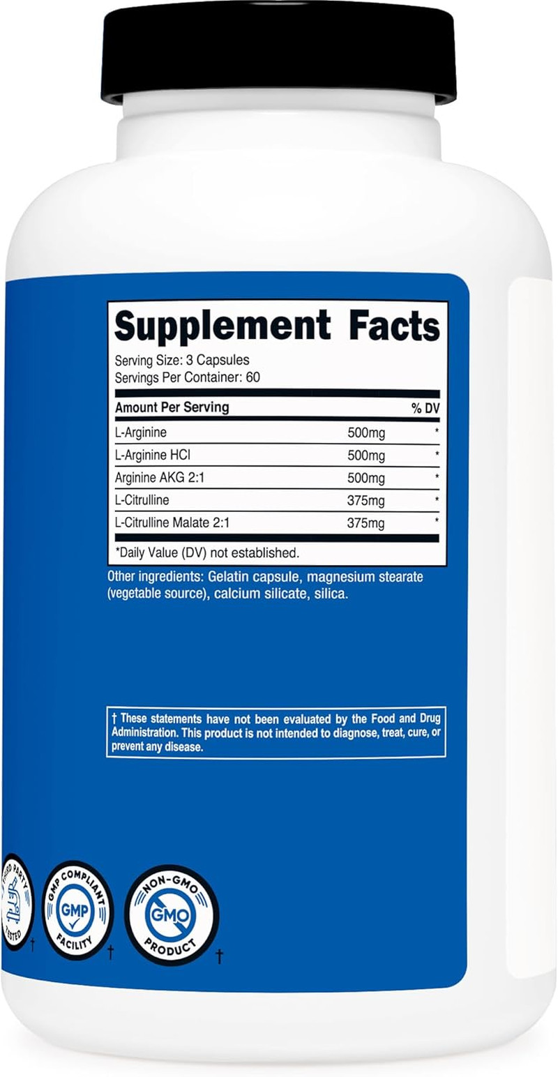 Nitric Oxide Booster 2250mg 180 Capsules 750mg per Serving 60 Servings
