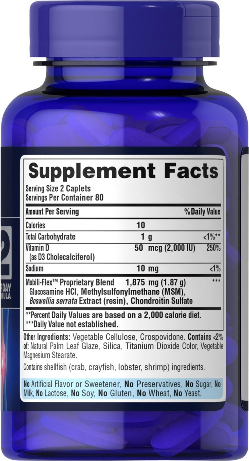 Puritan’s Pride Advanced Glucosamine Chondroitin with Vitamin D3-160 Caplets