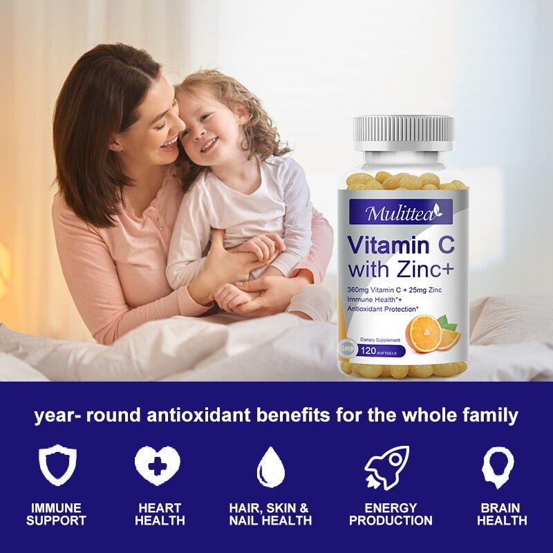 Vitamin C with Zinc 120 Capsules Antioxidant Supplements for Immune Support