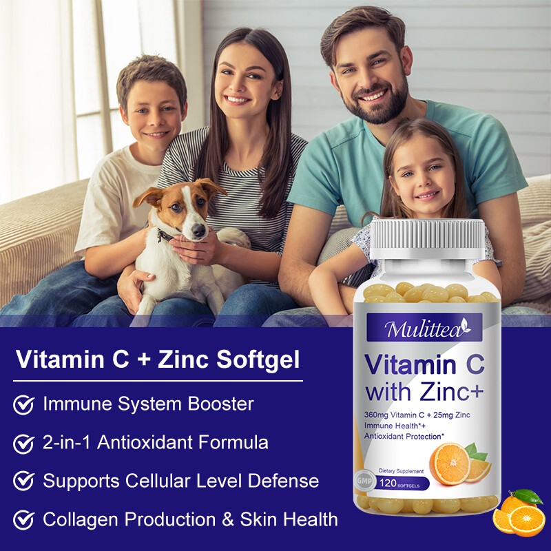Vitamin C with Zinc 120 Capsules Antioxidant Supplements for Immune Support