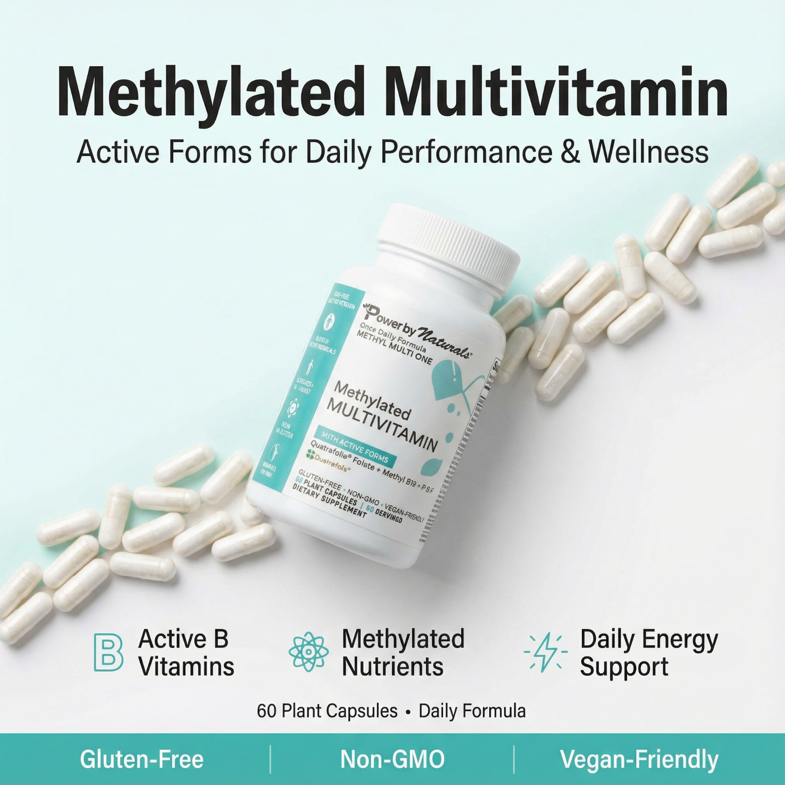 Vegan Methylated Multivitamin for Men and Women with Active Folate & Methyl B12