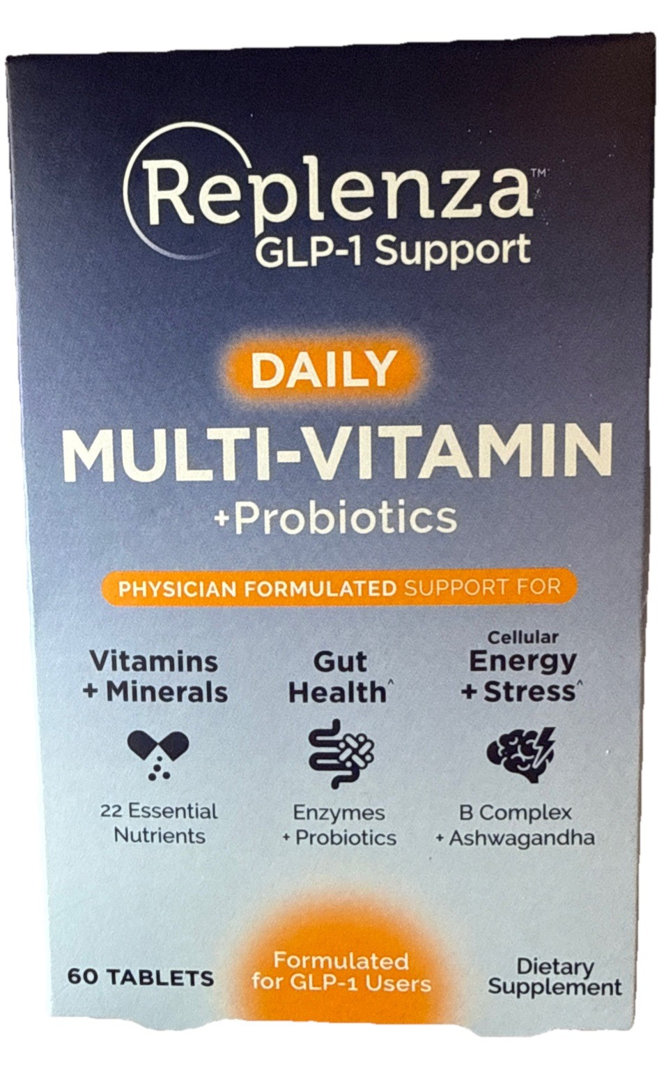 Replenza GLP-1 Support Daily Supplement 60 Tablets Vitamins Probiotics Exp 09/27