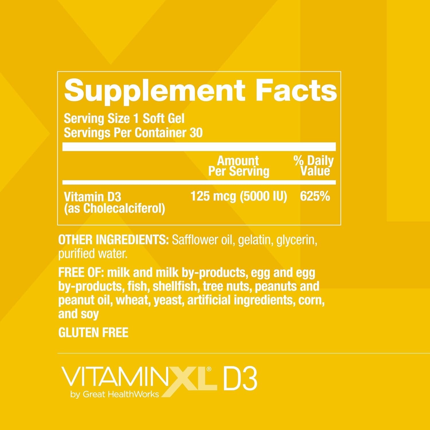 OmegaXL VitaminXL D3 High Potency Daily Vitamin D 5000 IU 125mcg Immune Support