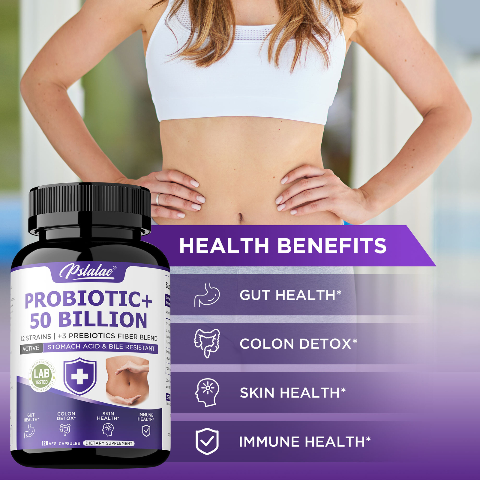 Probiotics + 50 Billion – 12 Probiotic Strains – Gut, Digestive & Immune Health