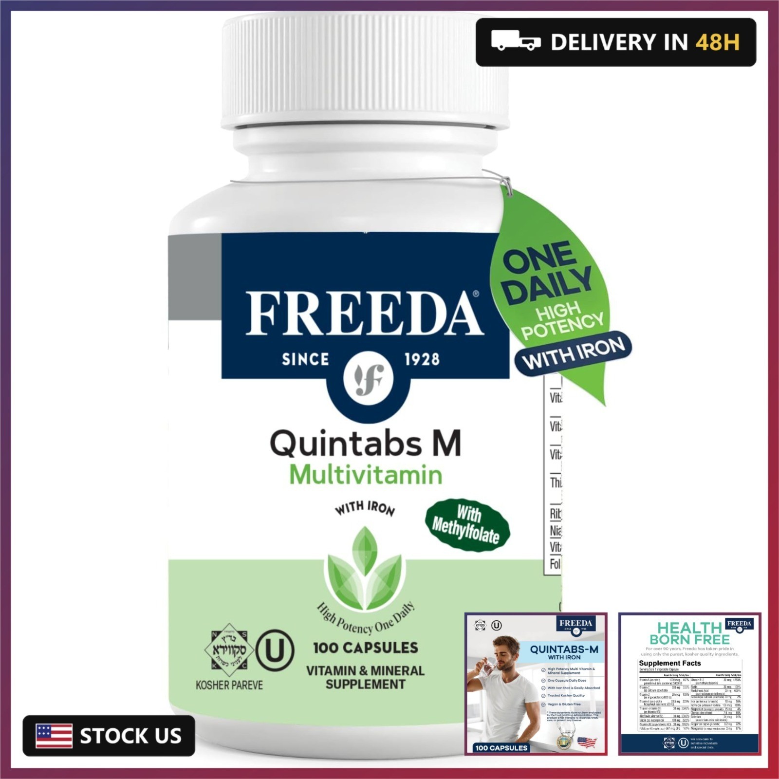 Multivitamin – Quintabs-M with Iron – Kosher Multi Vitamins Supplements for Wome