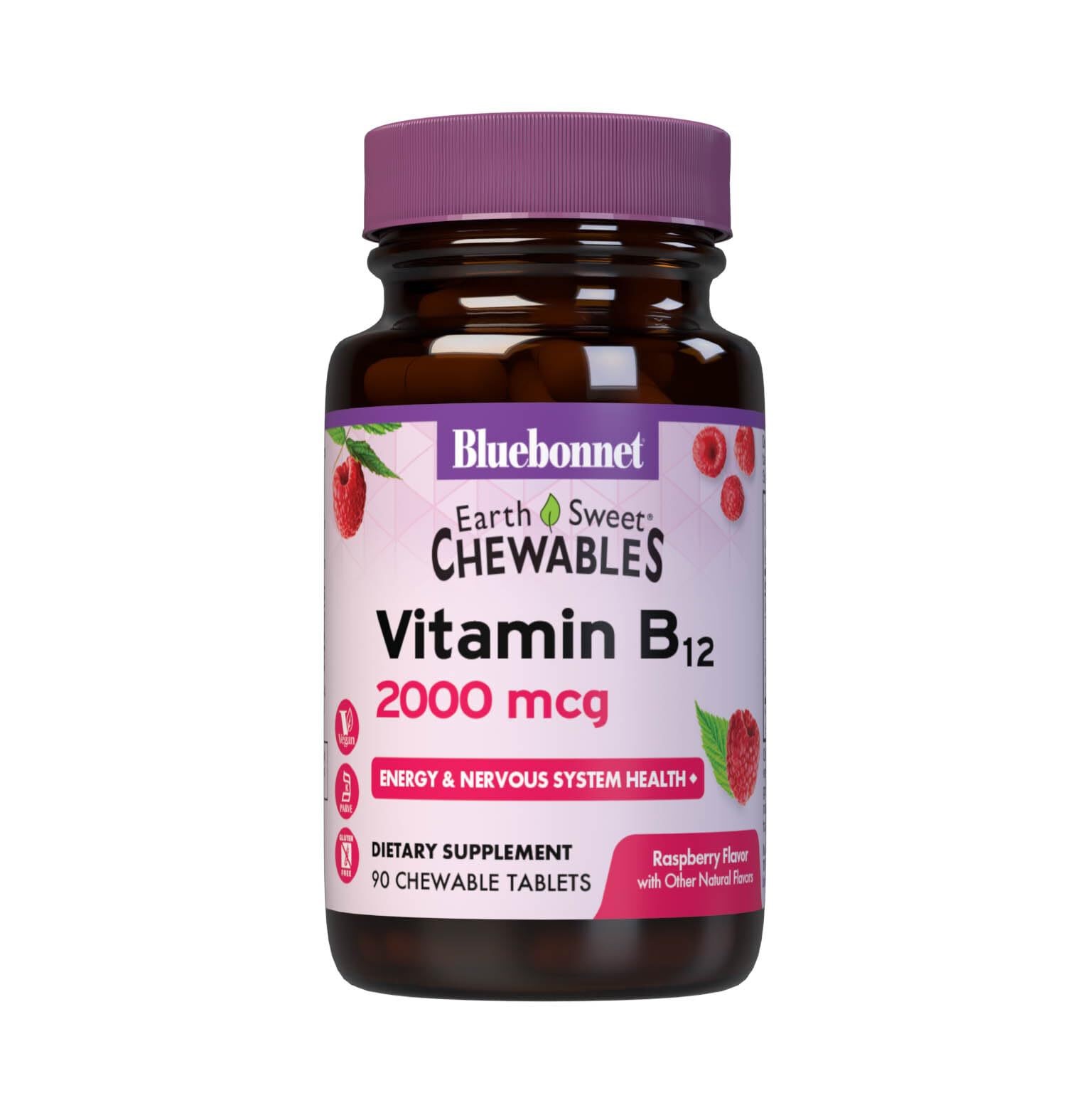 8/2027 BlueBonnet Earth Sweet Vitamin B-12 2000 mcg Chewable Tablets, Raspberry