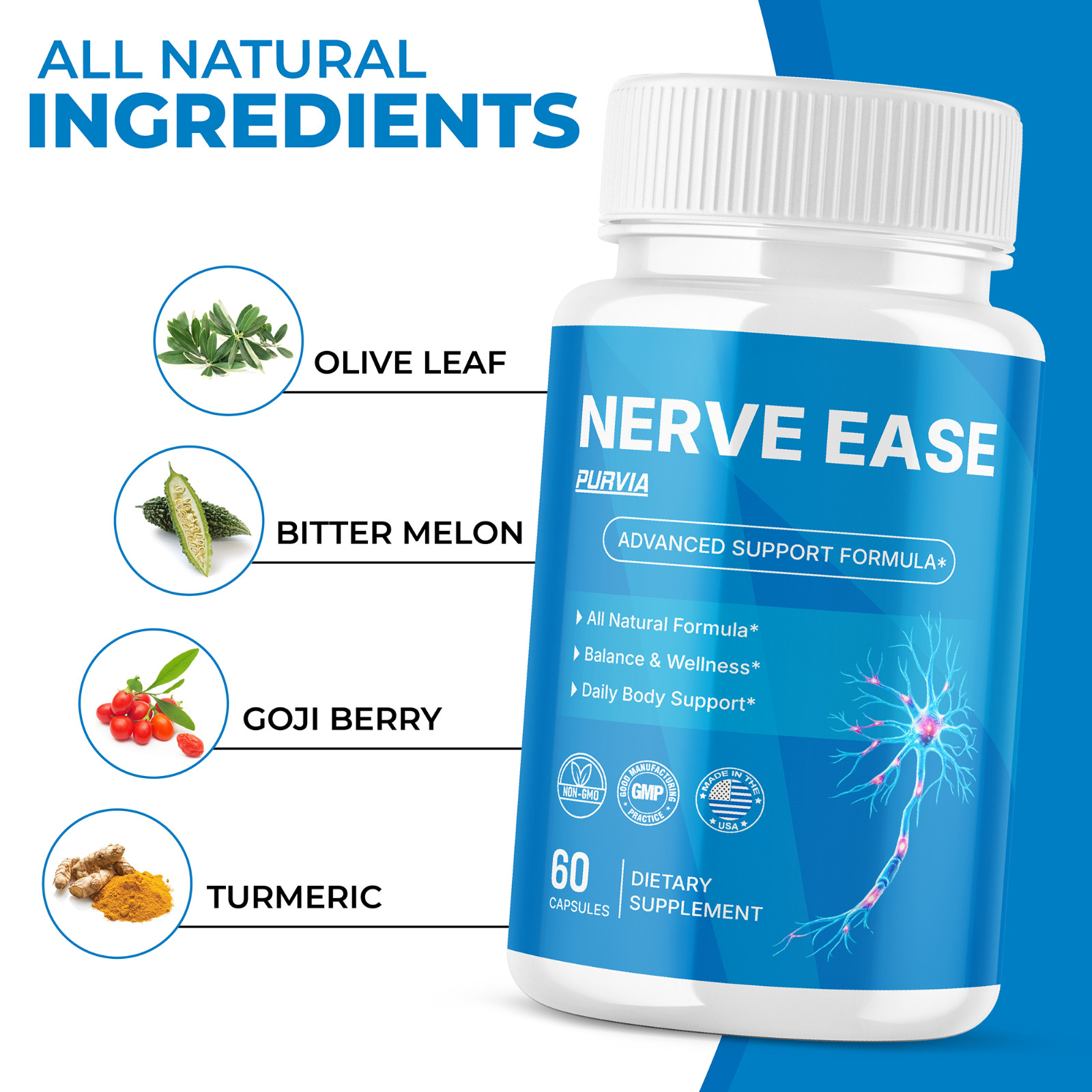 (5 Pack) Nerve Ease Capsules For Neuropathy NerveEase Support Pills (300 ct)
