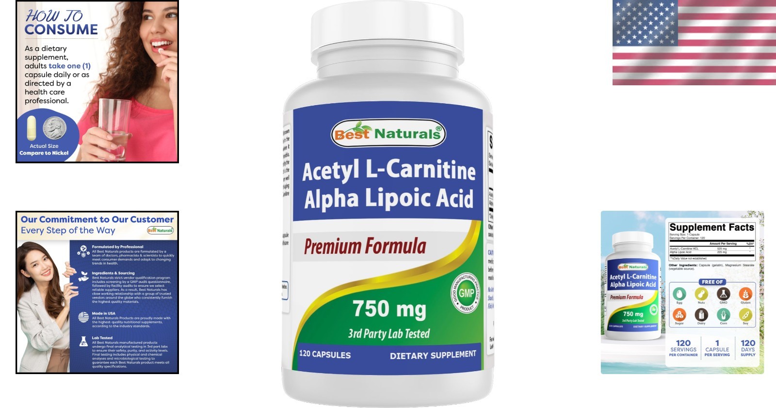 Pure Acetyl L-Carnitine with Alpha Lipoic Acid 750mg – 120 Gluten Free Capsules