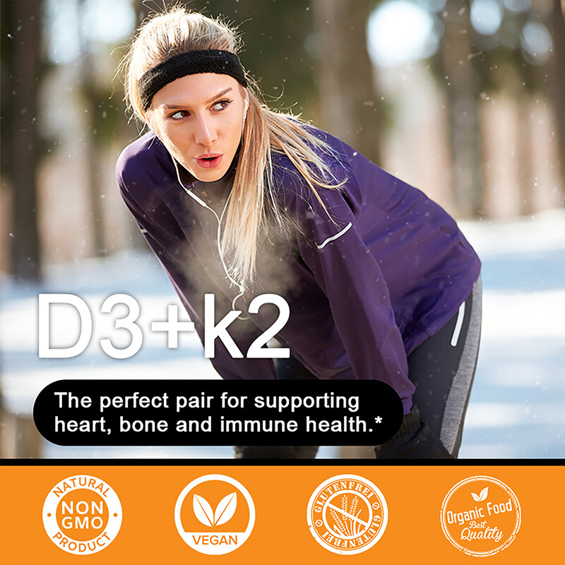 Vitamin D3 + K2 Capsules – Heart Health, Immune Support, Bone health, Supplement
