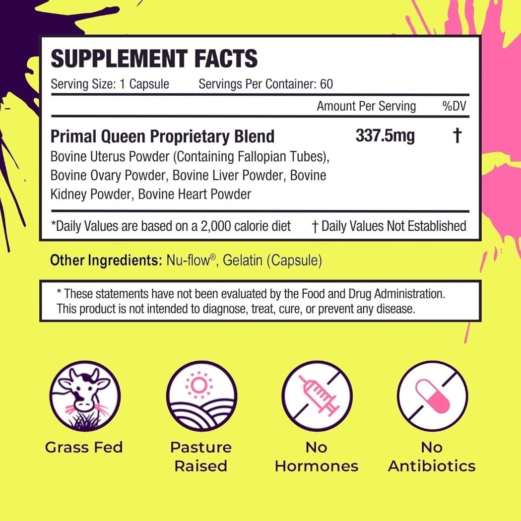 New Primal Queen Beef Organ Supplement for Women 60ct – 1 MONTH SUPPLY!