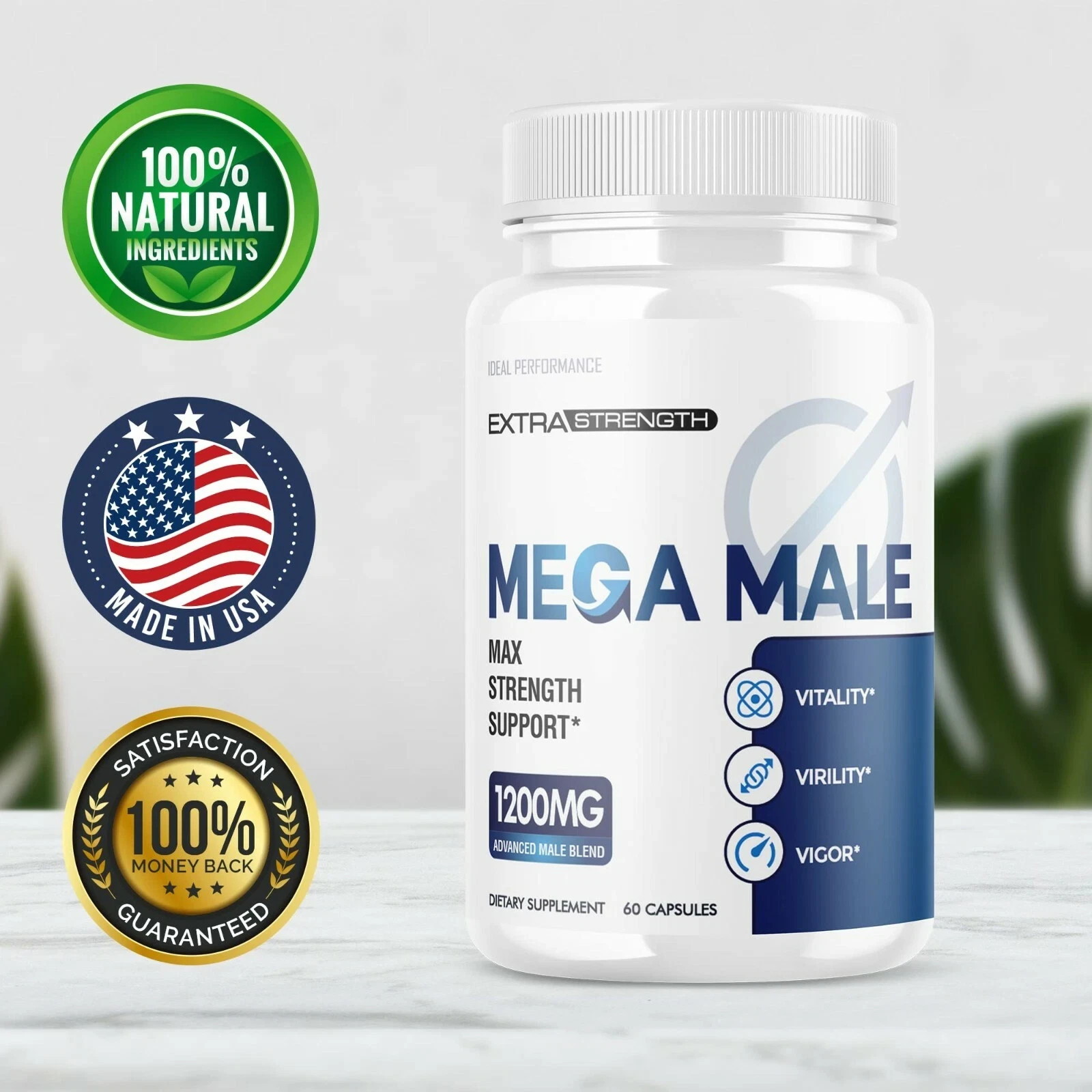 Mega Male Mens Health Support Stamina Energy Dietary Supplement 60 Caps | Pack 3