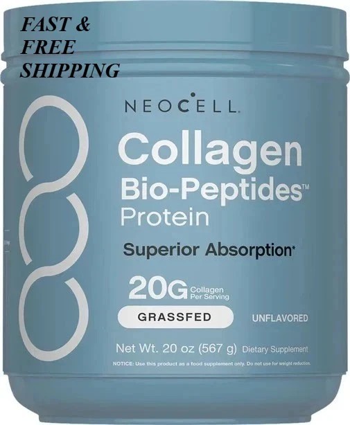 NEW LUXRY NeoCell Collagen Bio-Peptides Protein Supplement Grass Fed,-20Oz