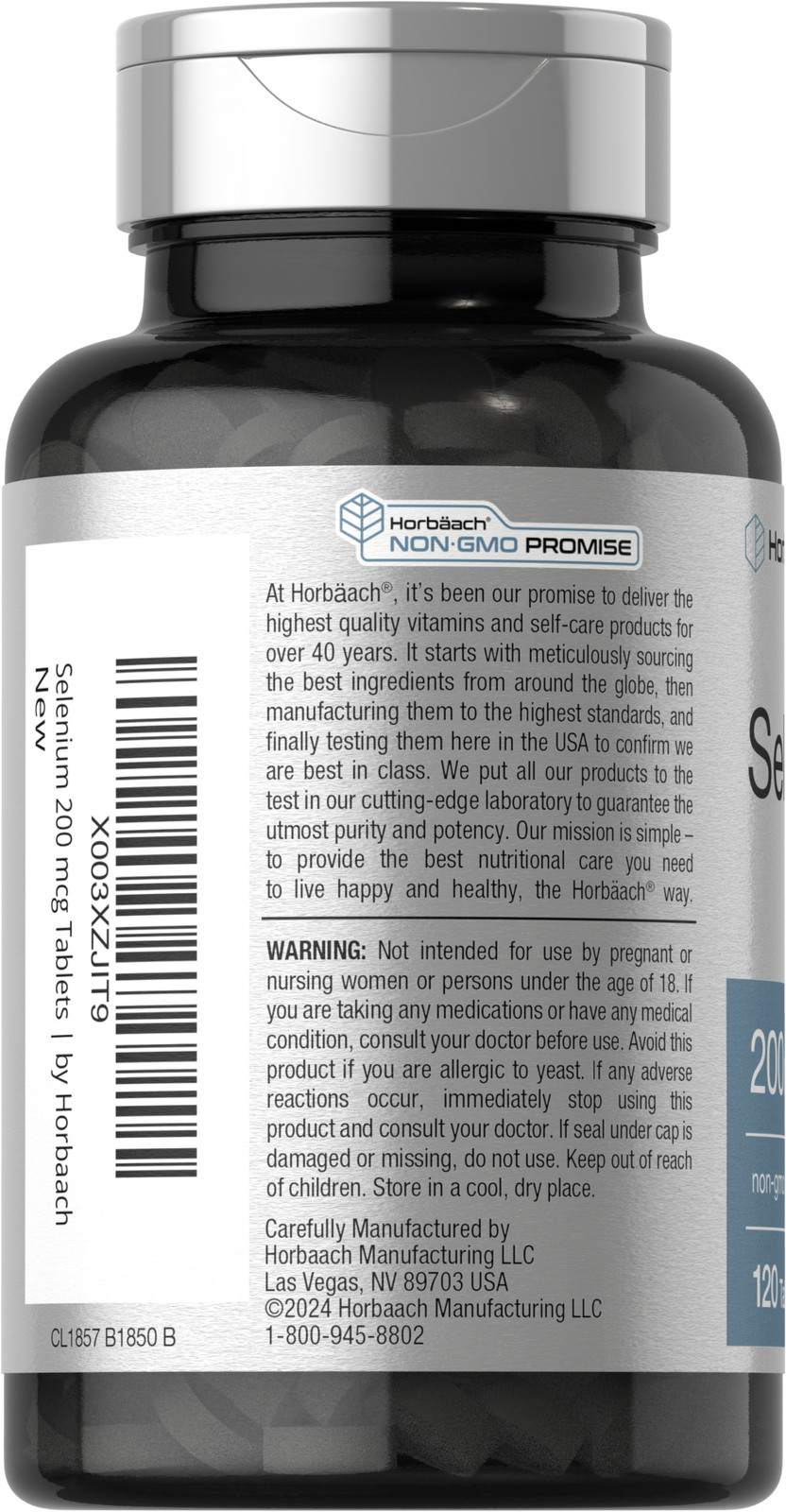 Selenium 200 mcg | 120 Tablets | Vegetarian, Non-GMO, Gluten Free | by Horbaach