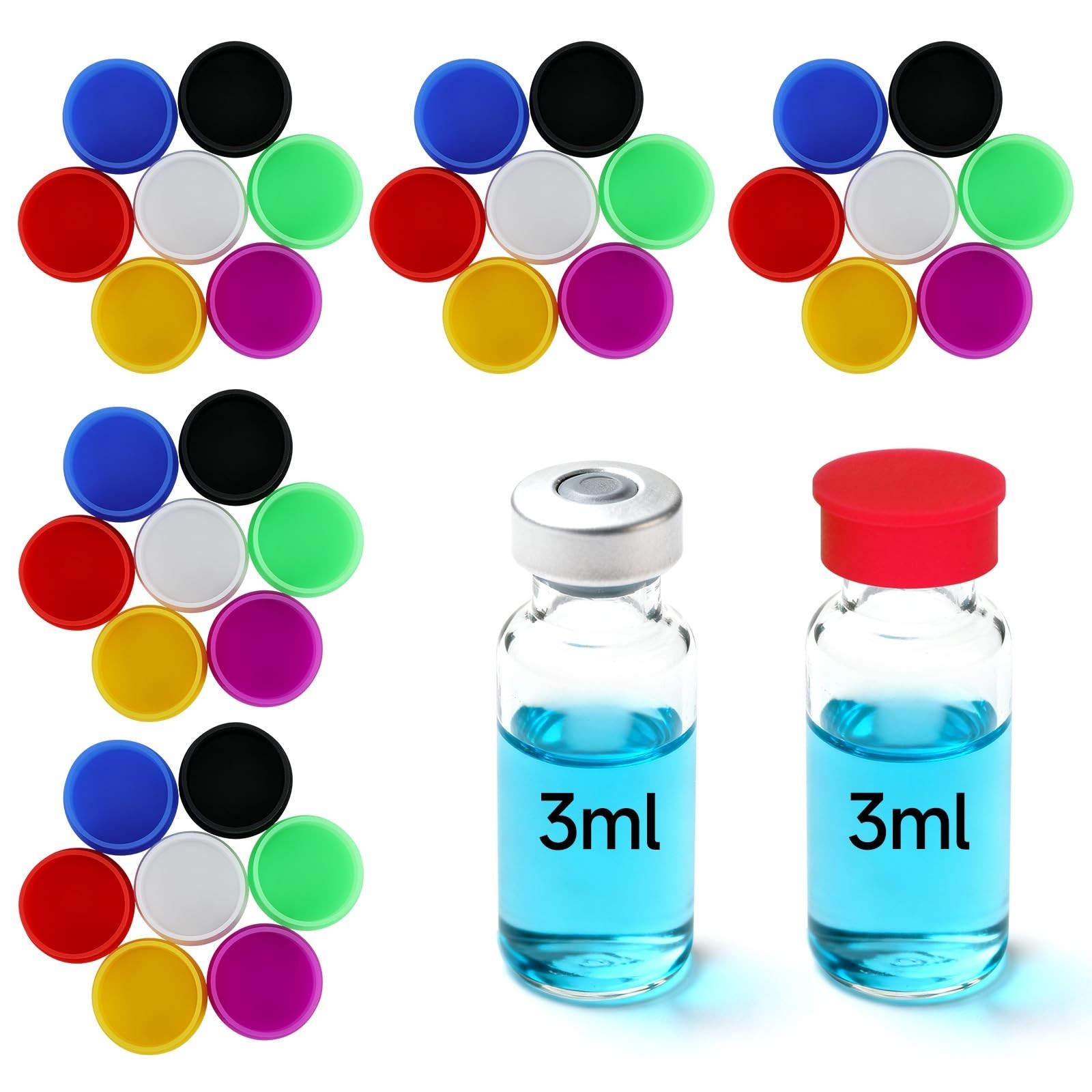 35PCS 3ml Vial Caps, Peptide Caps for 1ml 2ml 3ml 4ml Vials Peptide Storage P…