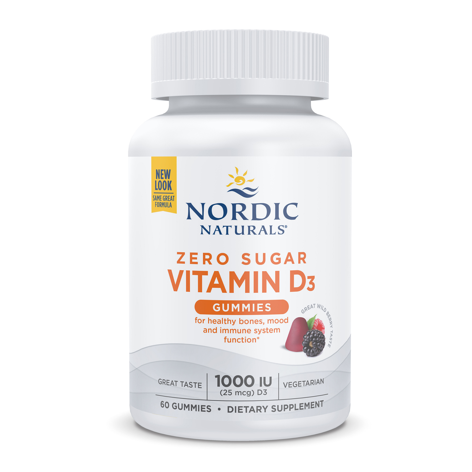 Nordic Naturals Zero Sugar Vitamin D3 Gummies – Vegetarian, Non-GMO – 60 Ct