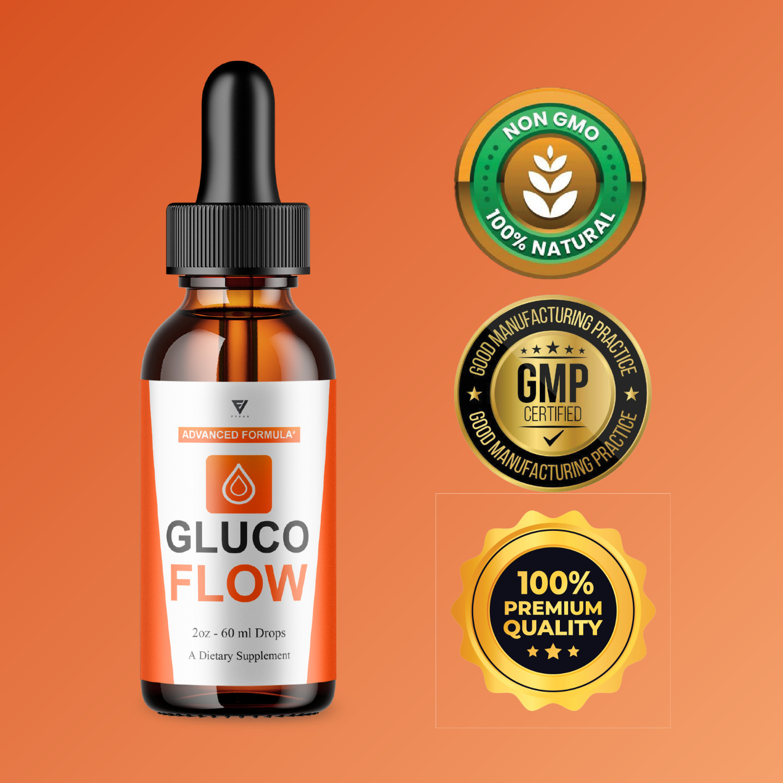(5 Pack) Gluco Flow Drops, GlucoFlow Blood Support Max Strength Formula (10oz)