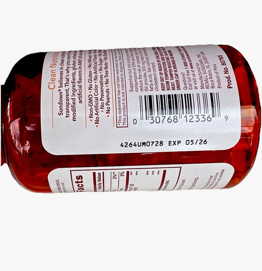 Sundown Vitamins Fish Oil 1000 MG / 300 MG Omega -3 , 144 Softgels ￼exp 5/26