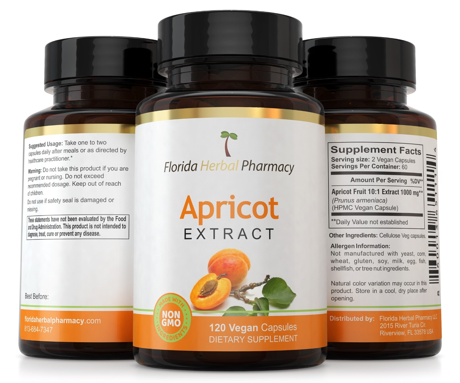Apricot Extract Capsules 10:1 Supplement (120 Capsules)