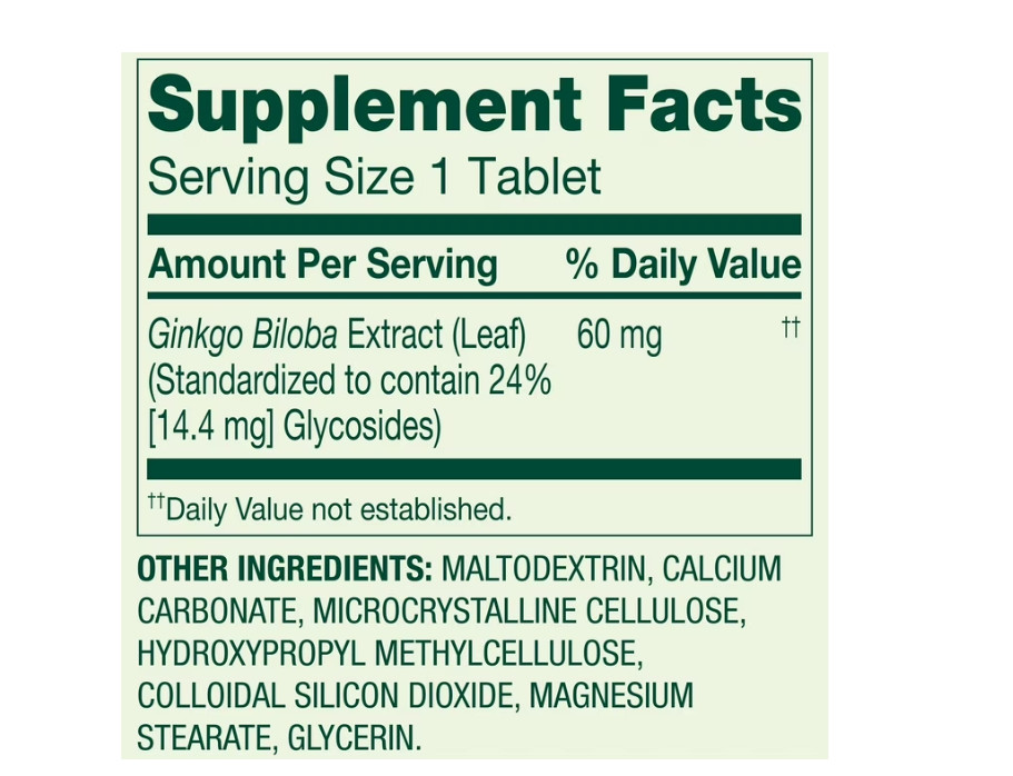 Spring Valley Extract Ginkgo Biloba Herbal Supplement 60 mg, 240 ct Always Fresh