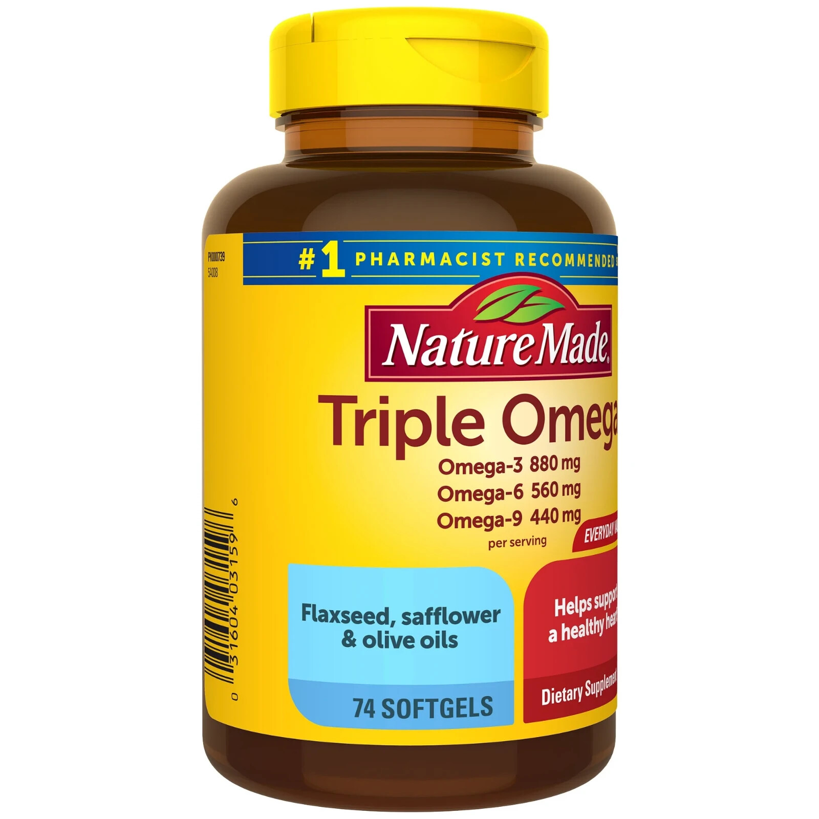 Nature Made Triple Omega 3-6-9 Softgels, 74 Count