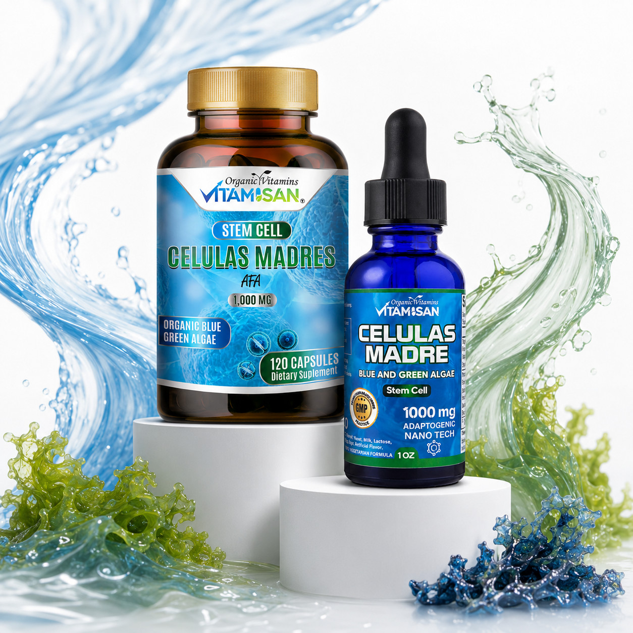 Celulas Madres Stem Cell AFA Blue Green Algae Drops Capsules Men Women 3 Pack
