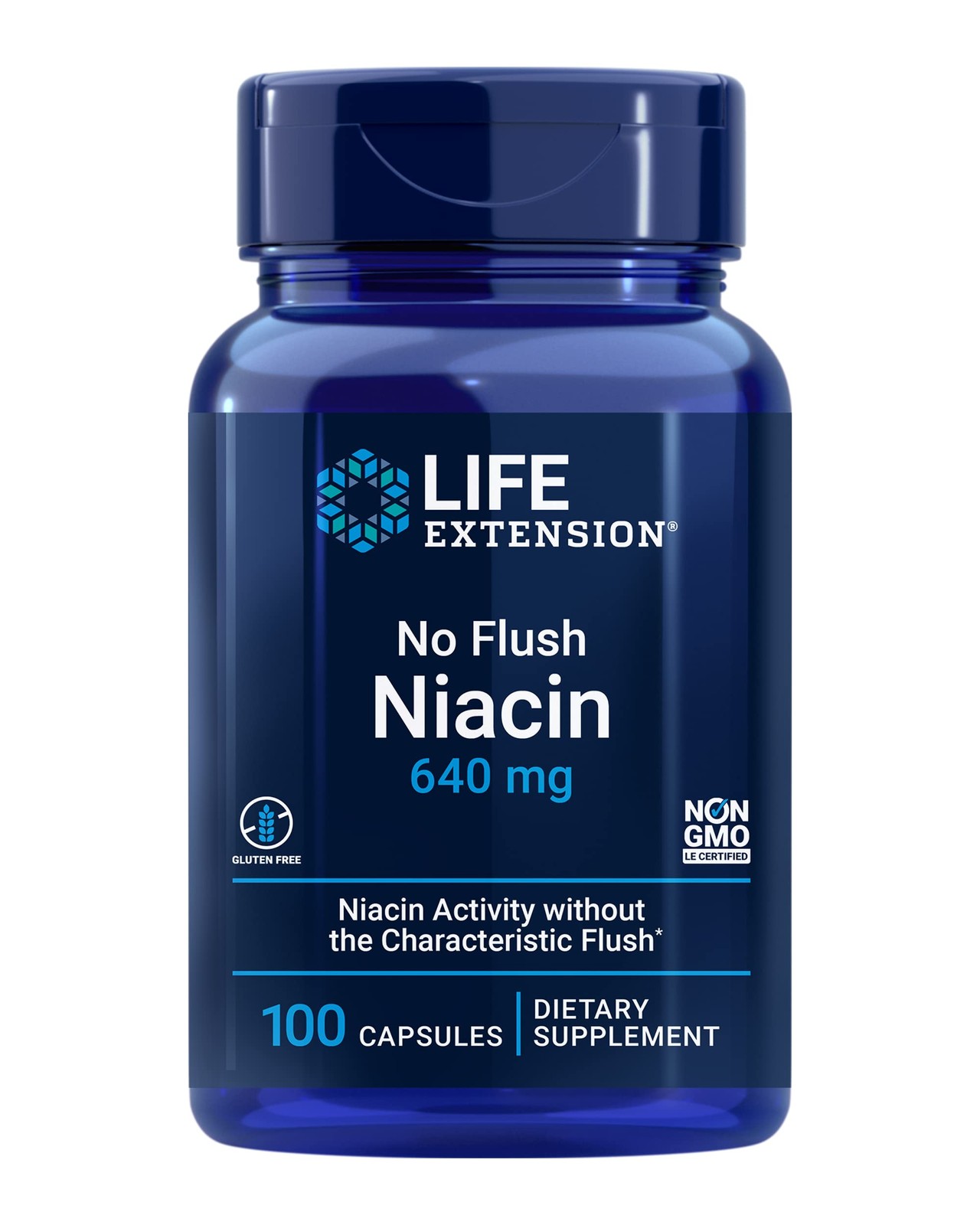 Niacin B3 Capsules 100 Count Heart Health Cholesterol Support Life Extension