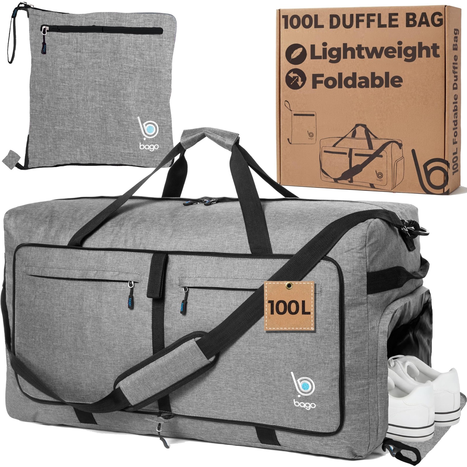 Bago Large Duffle Bag for Travel Women & Men. Durable Lightweight Foldable Tr…
