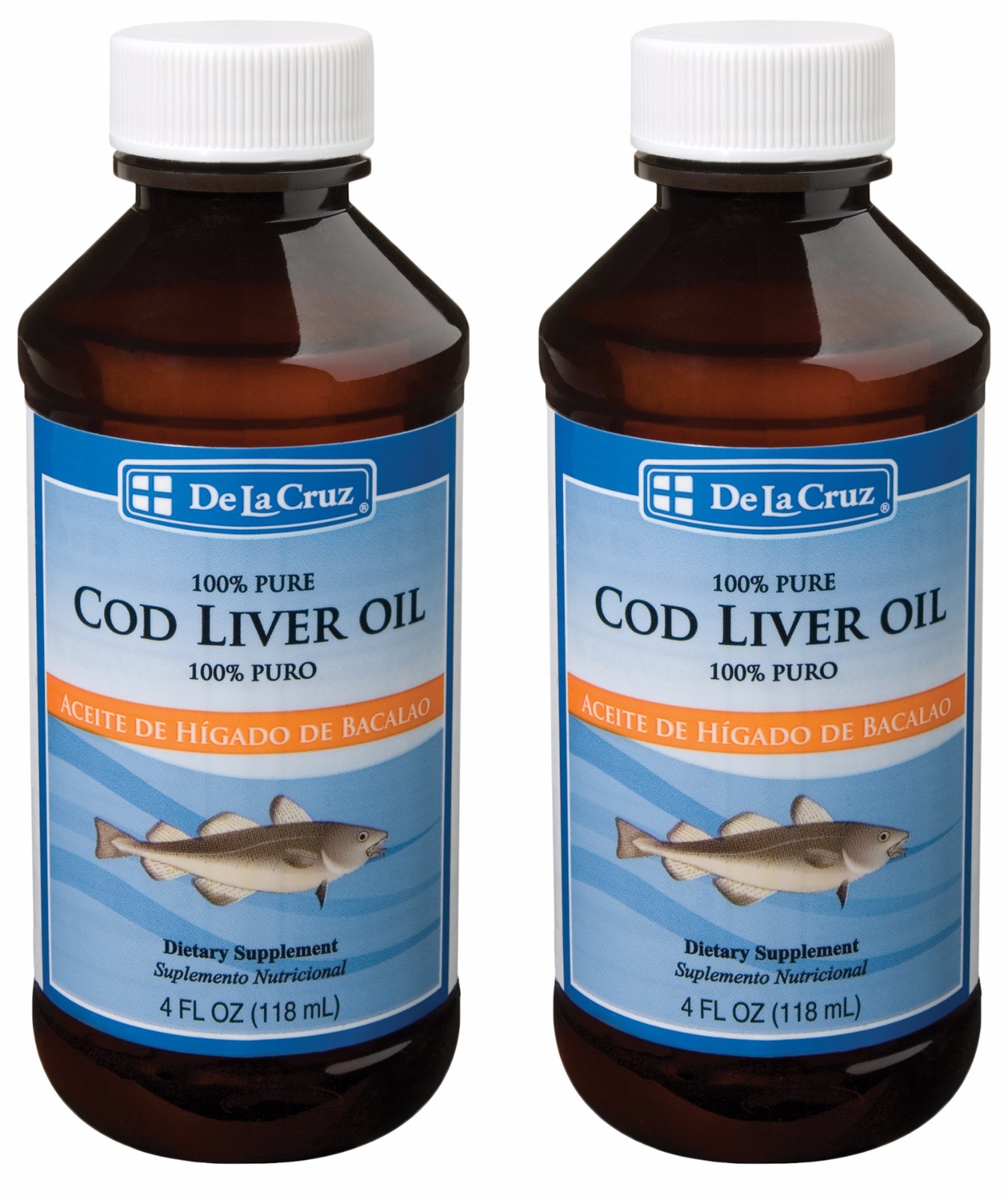 De La Cruz Pure Icelandic Cod Liver Oil 4 FL OZ (2 BOTTLES) Exp. 01/2026