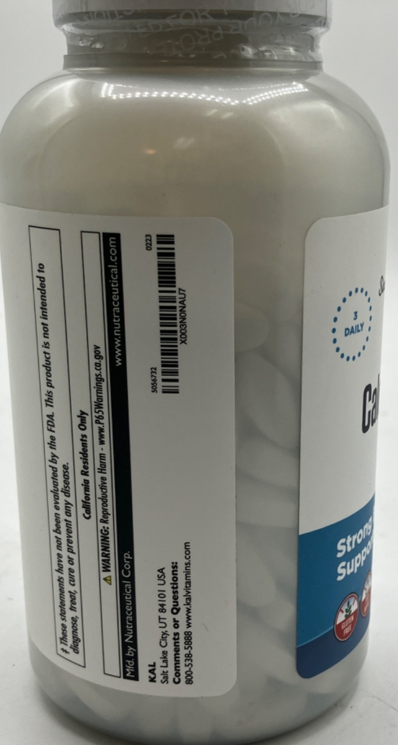 KAL Calcium Citrate 1000Mg Calcium Supplements for Women & Men Bone Health 240