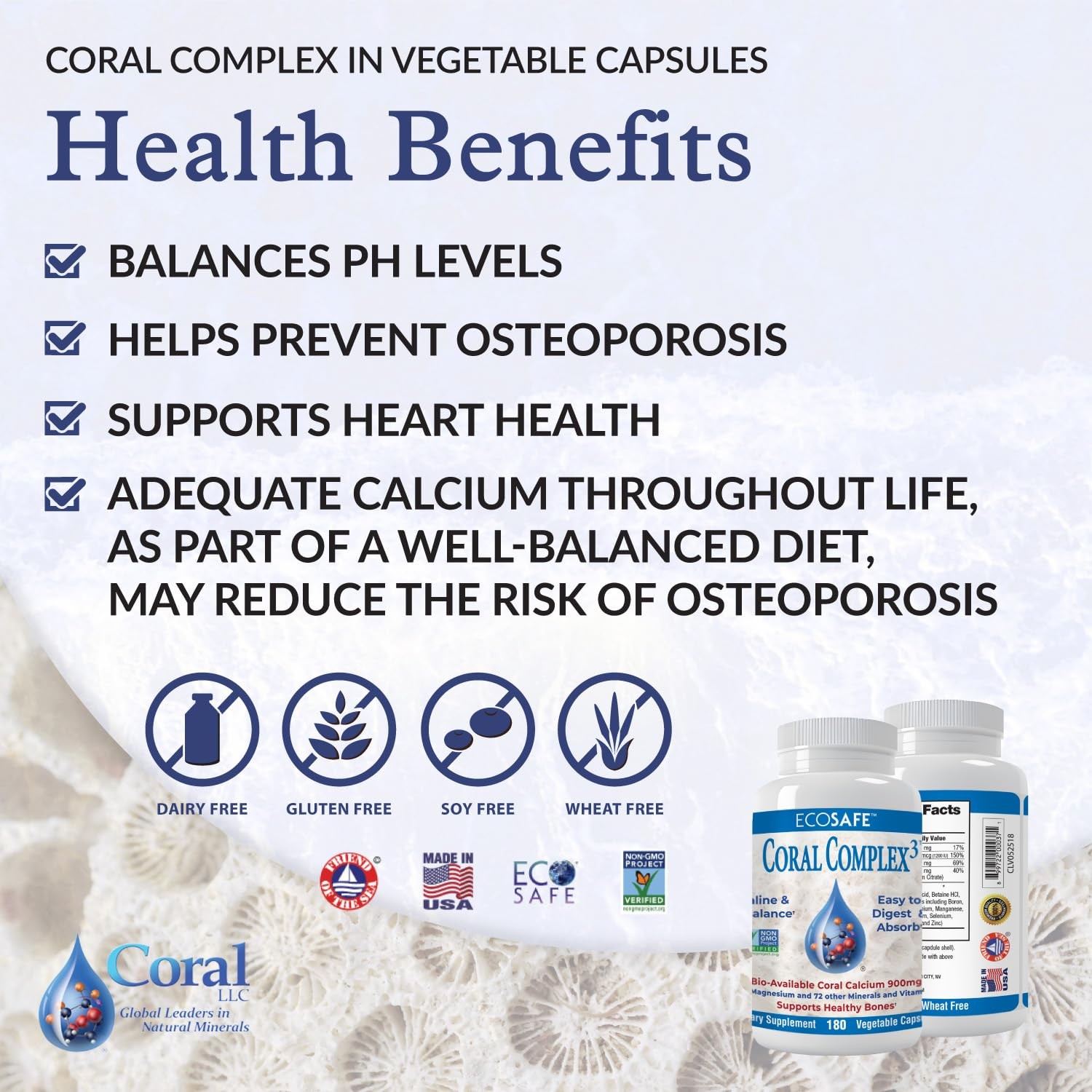 Coral Complex 3 Calcium Supplement Vitamin D3 & 180 Count (Pack of 1)