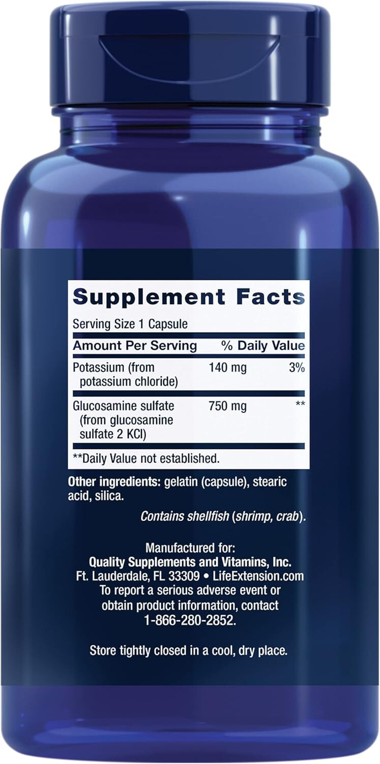 Life Extension Glucosamine Sulfate 750mg 60 capsules ( EXP 09/2026)