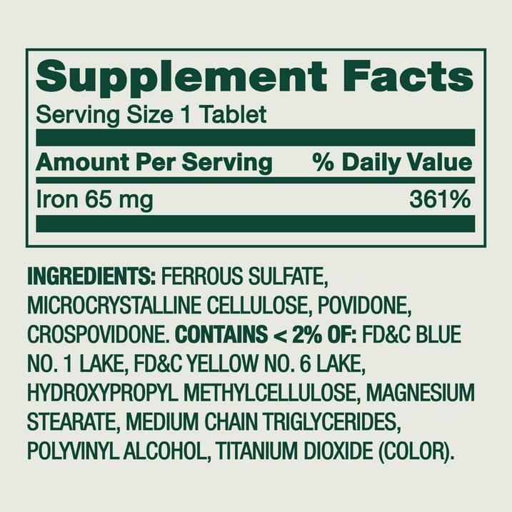Spring Valley Iron Tablets 65 mg General Health & Wellness 200 Count