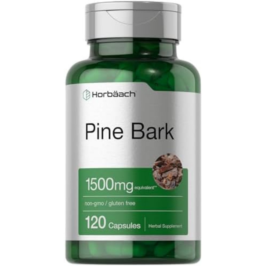 Horbäach Pine Bark Extract Capsules 1500Mg, 120 Count, Non-Gmo and Gluten Free