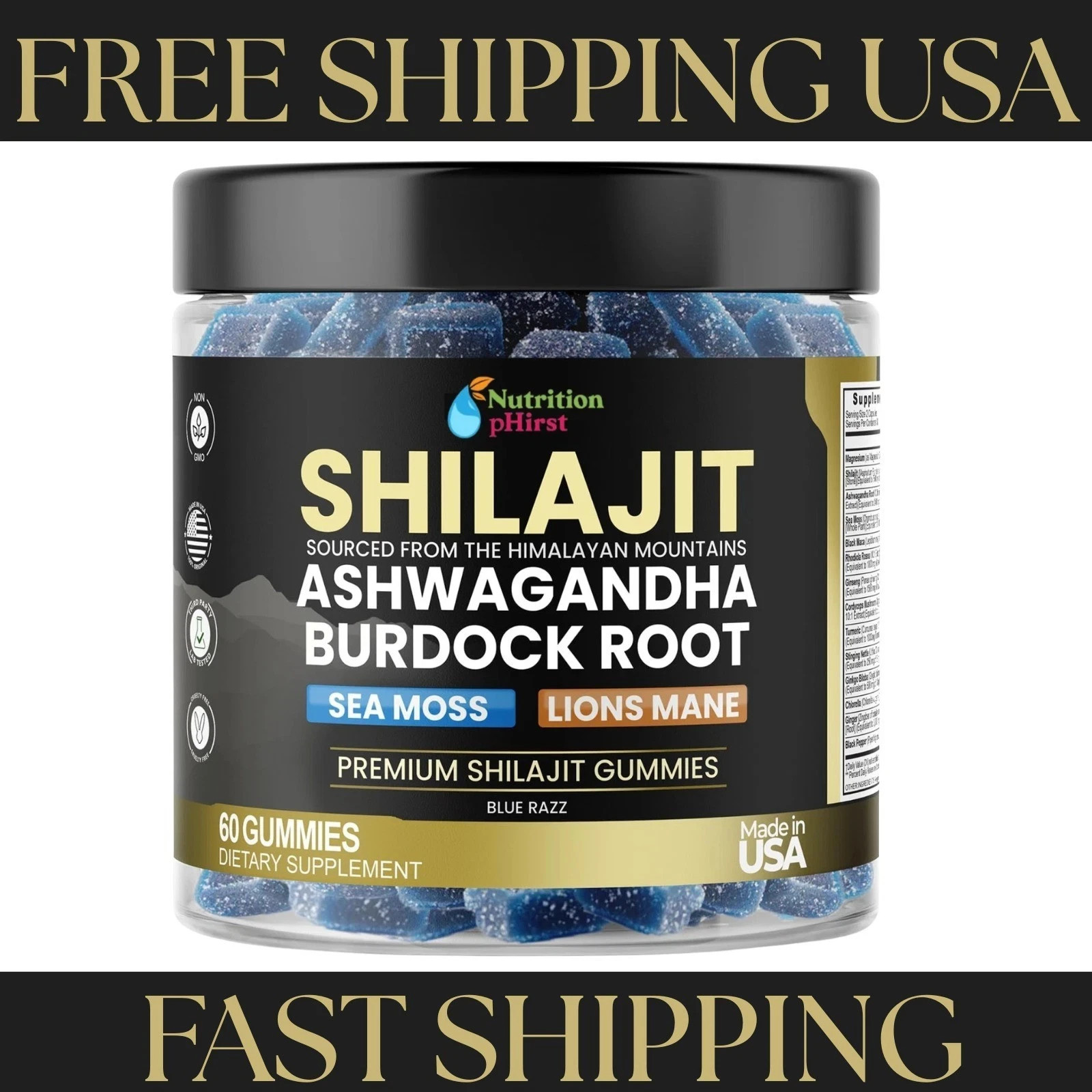 Himalayan Shilajit GOLD Gummies, Organic, Extremely 100% Natural, Fulvic Acid.