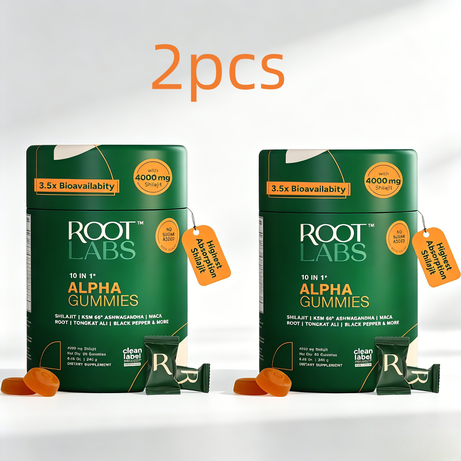 Root Labs 10 in 1 Alpha Gummy Vitamins Shilajit, Ashwagandha, Maca, Tongkat, 60