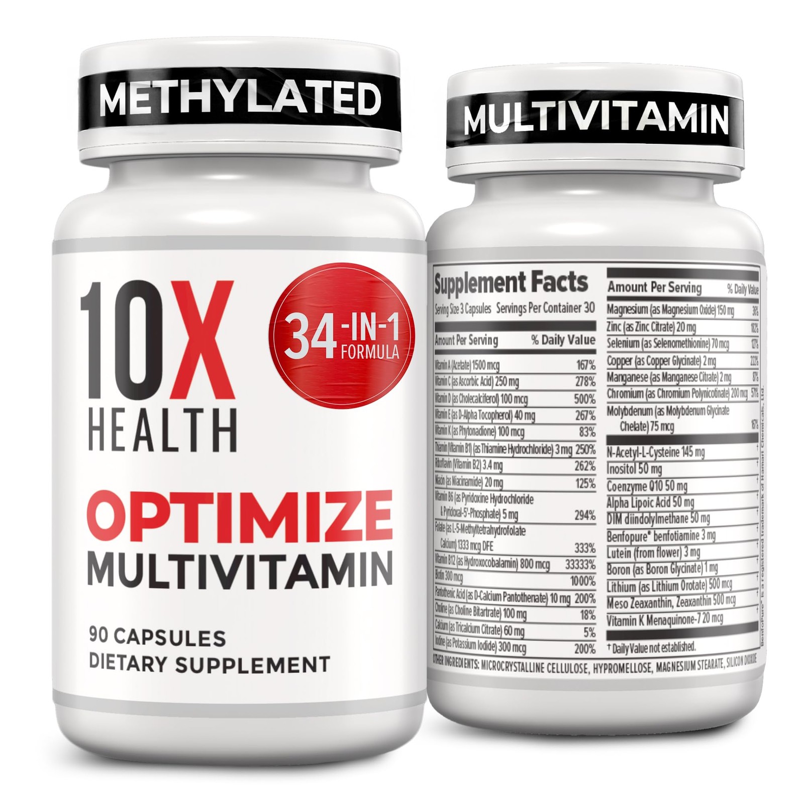10X Health Methylated Multivitamin – 90 Capsules 90 Count (Pack of 1)