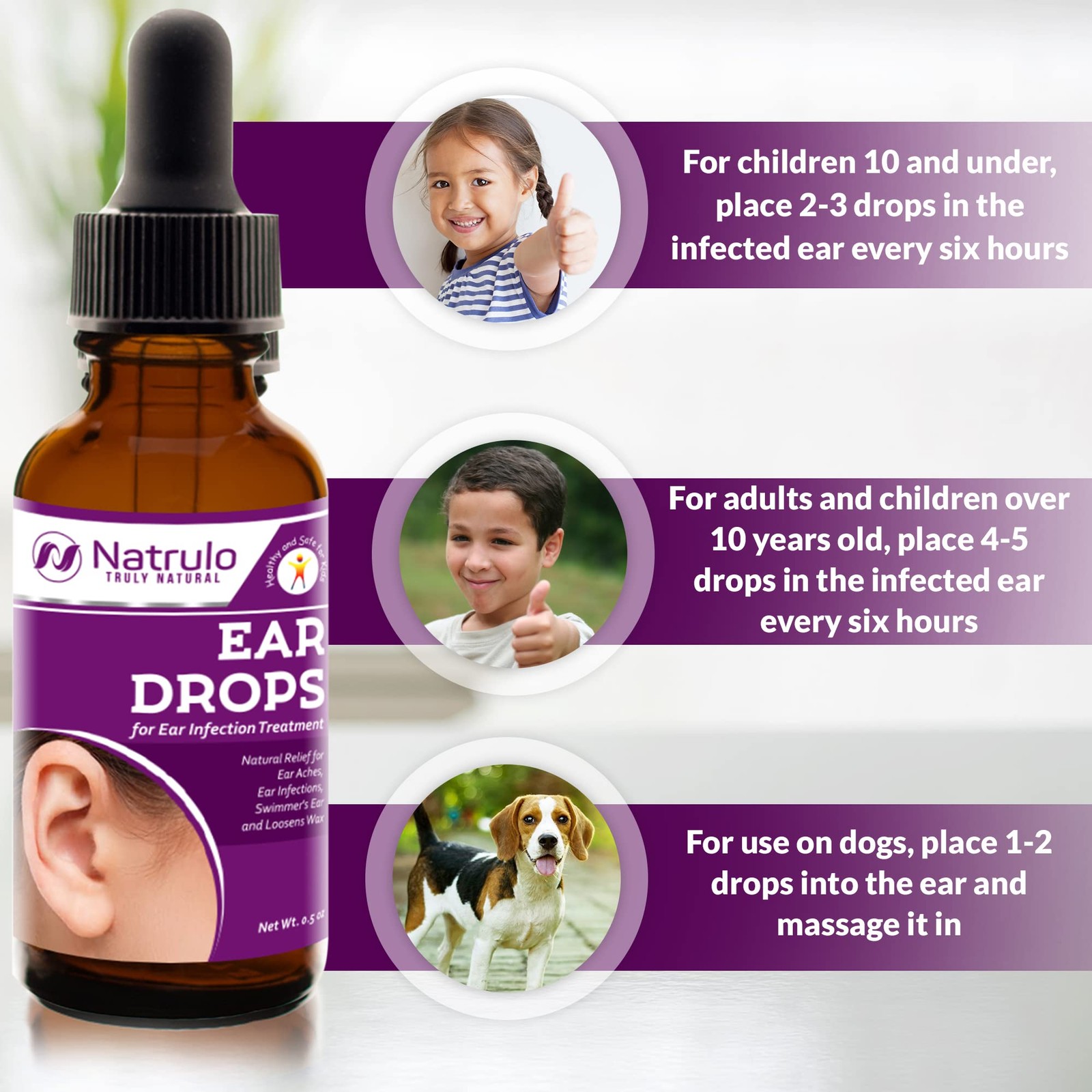 Natural Ear Drops for Infection – Homeopathic 0.5 Fl Oz (Pack of 1)