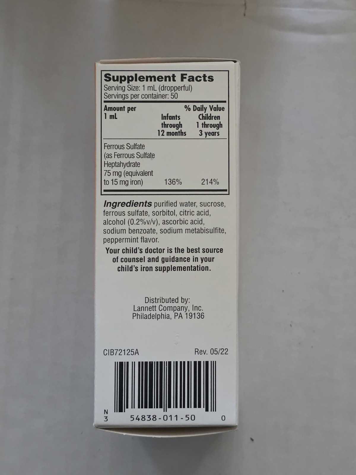 Lannett Infant And Toddler Iron Drops Ferrous Sulfate 50mL (Lot Of 6)