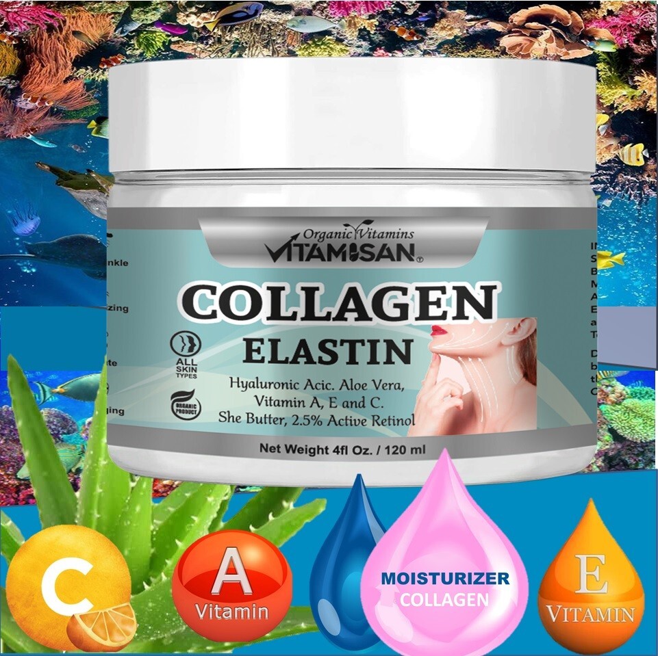 2 JAR 4=8 OZ COLLAGEN ELASTIN CREAM,no SNAIL GEL CREam 8 oz total