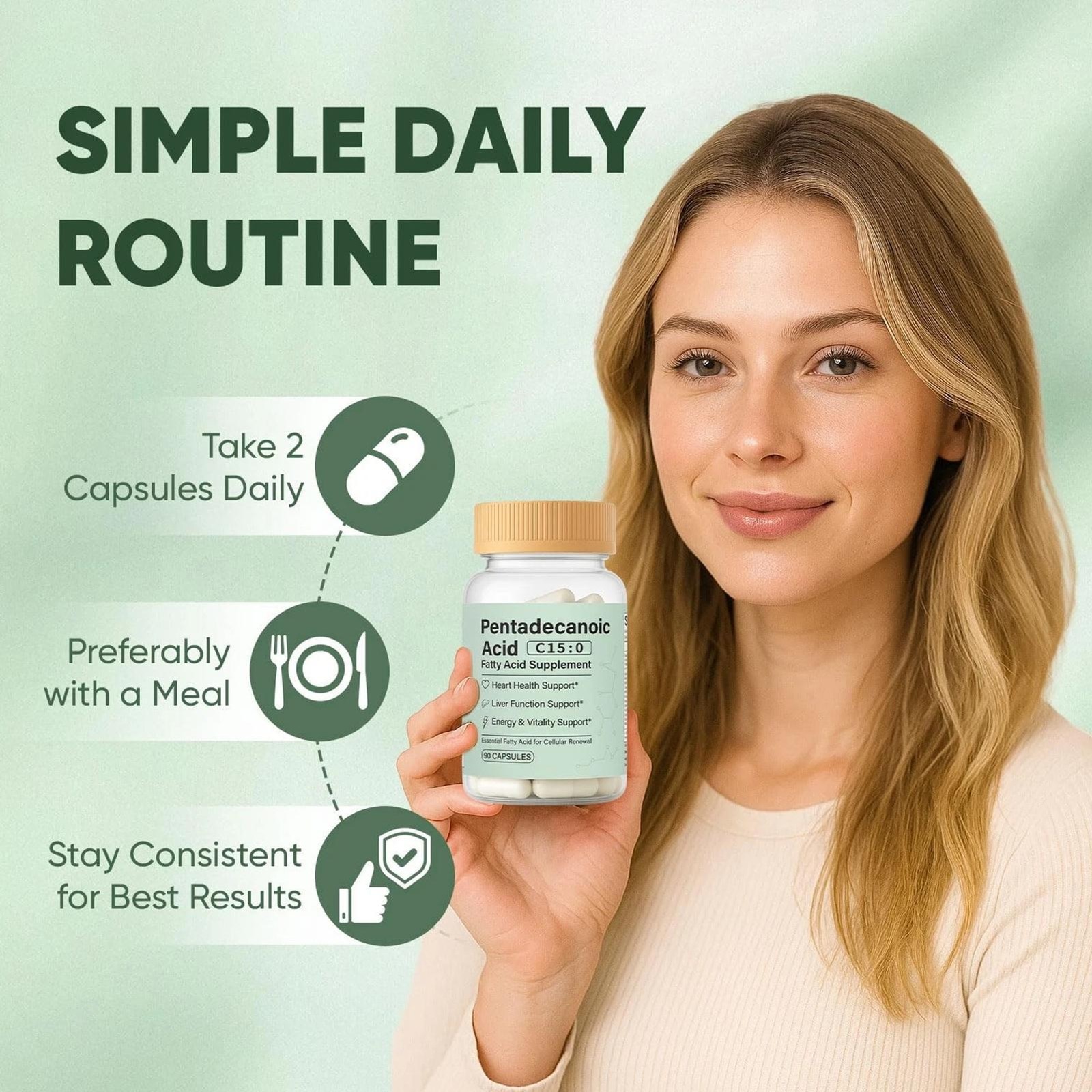 Pentadecanoic Acid Capsules, C15:0 Fatty Acid Supplement – Pure Plant-Based Esse