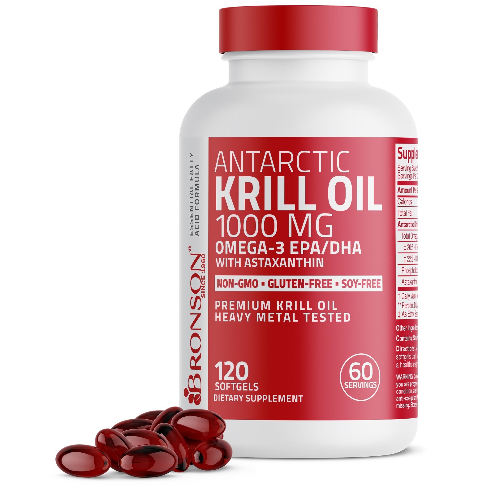 Antarctic Krill Oil Omega-3s 1000mg with EPA, DHA and Astaxanthin