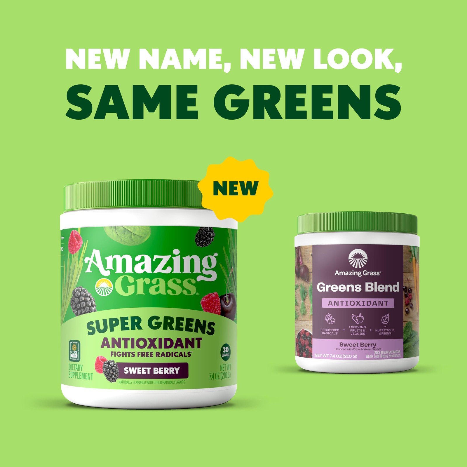Greens Powder Organic Superfood Antioxidant Sweet Berry 7.4oz Amazing Grass