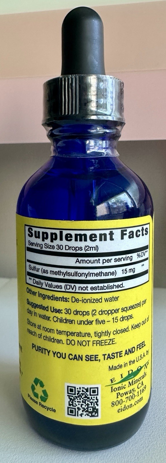 Sulfur (MSM), Liquid Concentrate, 2oz (60 ml) 30 Servings, Mineral Dietary