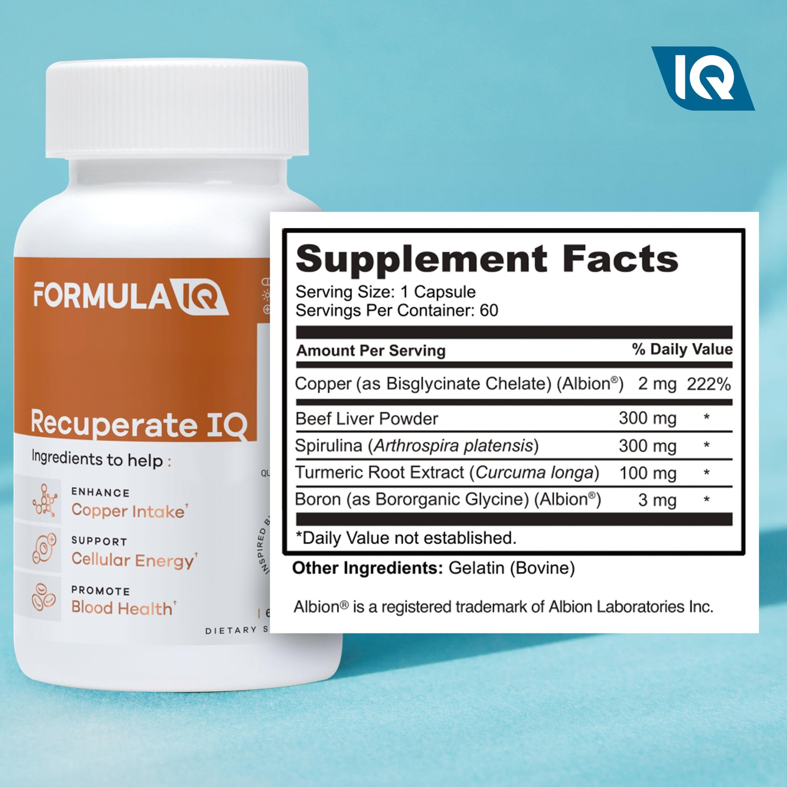 Recuperate IQ 5 in 1 Copper Supplements with Copper Bisglycinate Easy to