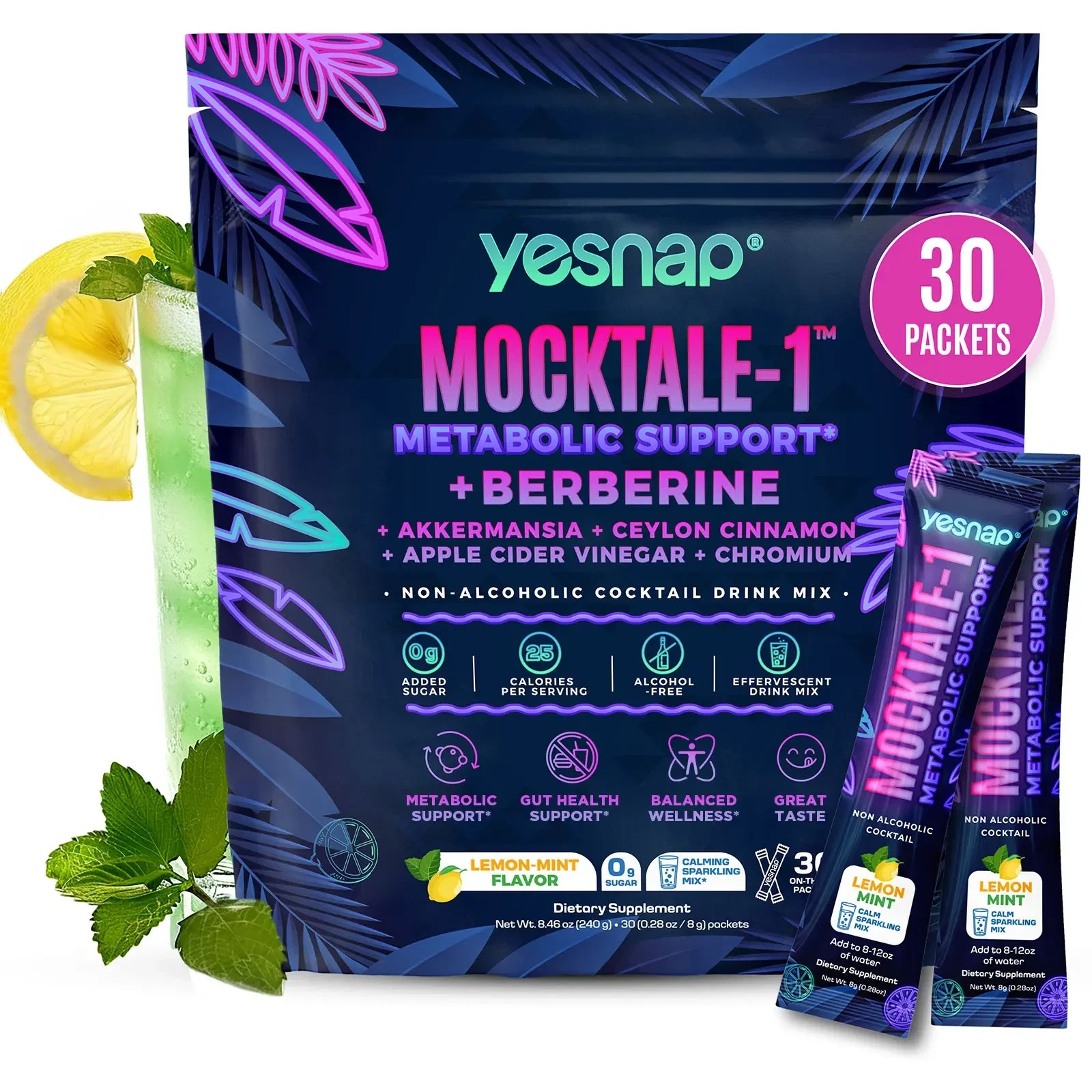 Yesnap MOCKTALE-1 Metabolic Support with Berberine & Akkermansia, Chormium, Cylo